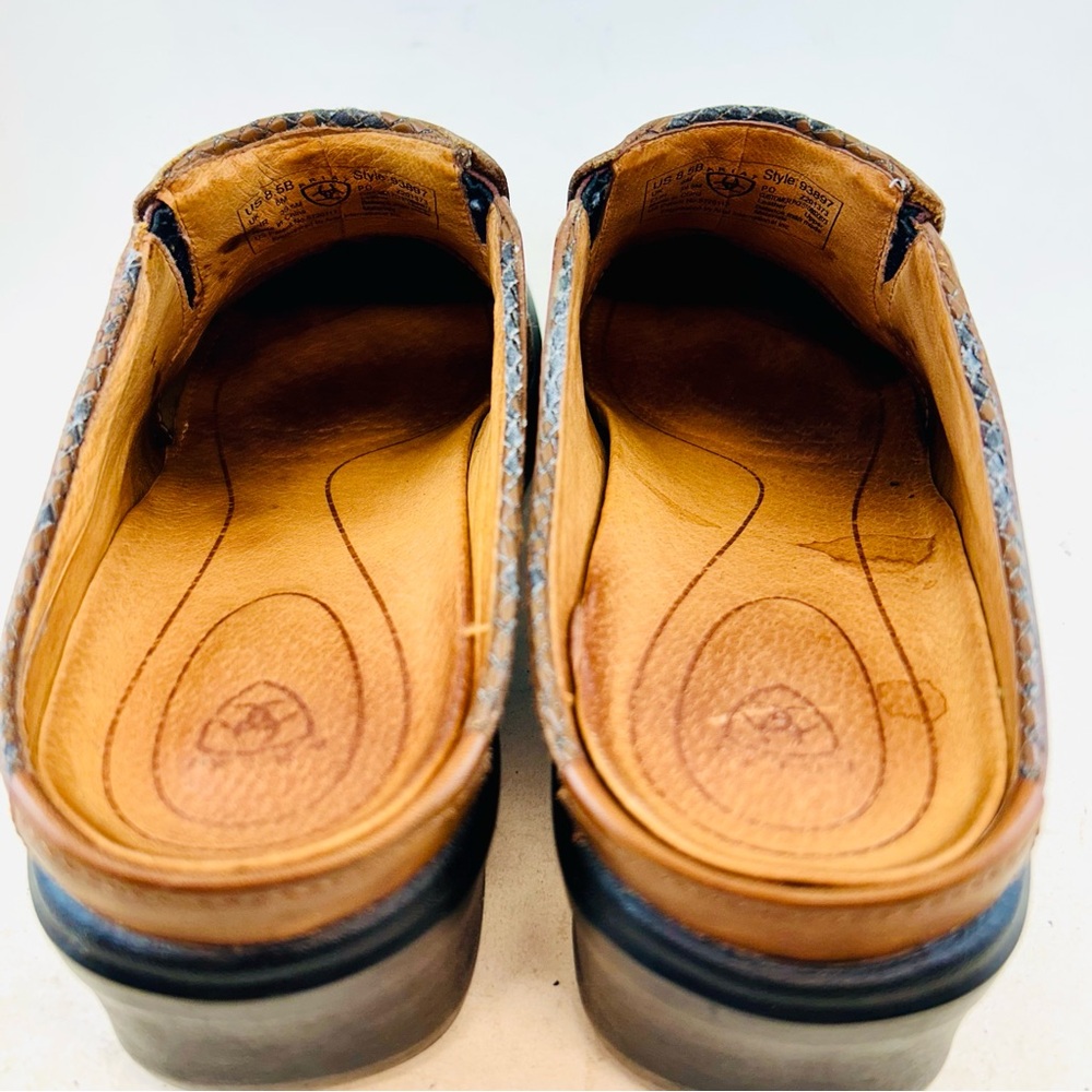 Ariat Brown Leather Mendocino Tassel 93897 Mules Clogs, Size 8.5 EU 39.5 - Picture 6 of 11